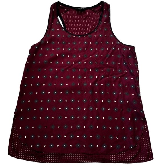 rag & bone Tops - Rag & Bone Women Teddy Burgundy Silk Geometric Racerback Tank Top Medium | 0136